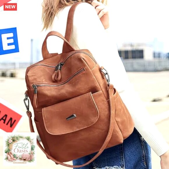 PU Leather Backpack Purse Multipurpose Design Handbag Shoulder Bag Travel main image 5